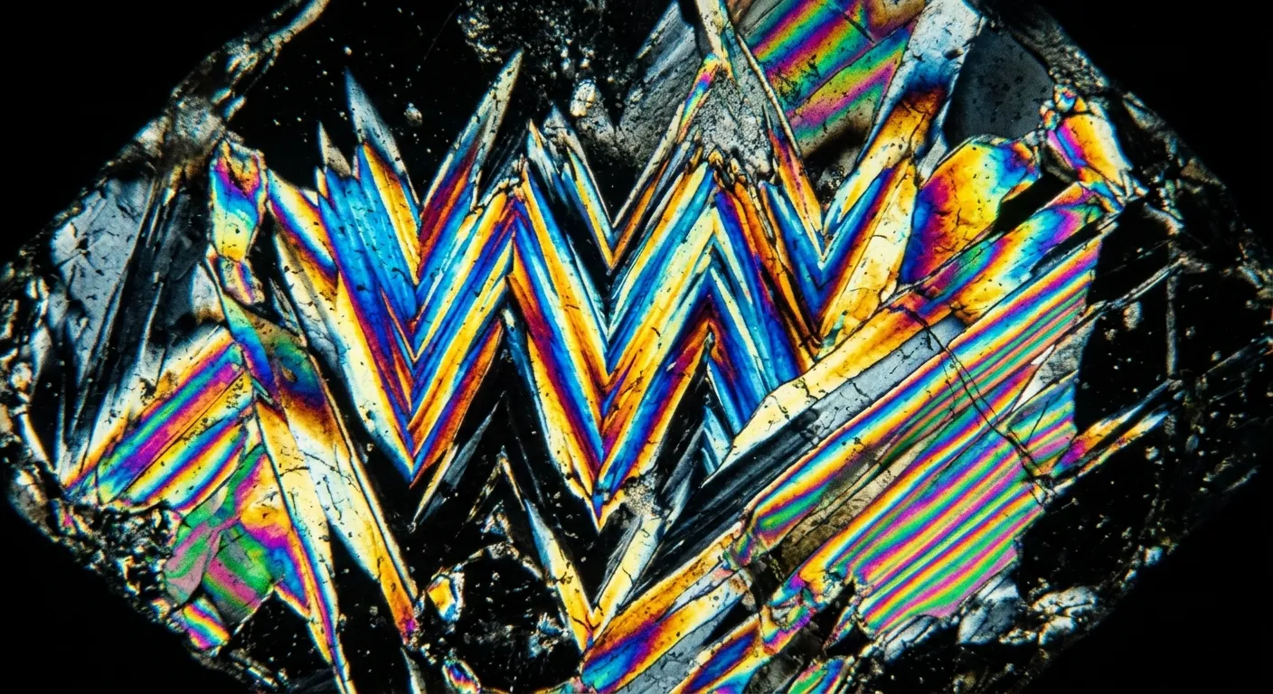 Jagged Brazil-law twinning patterns under polarized light