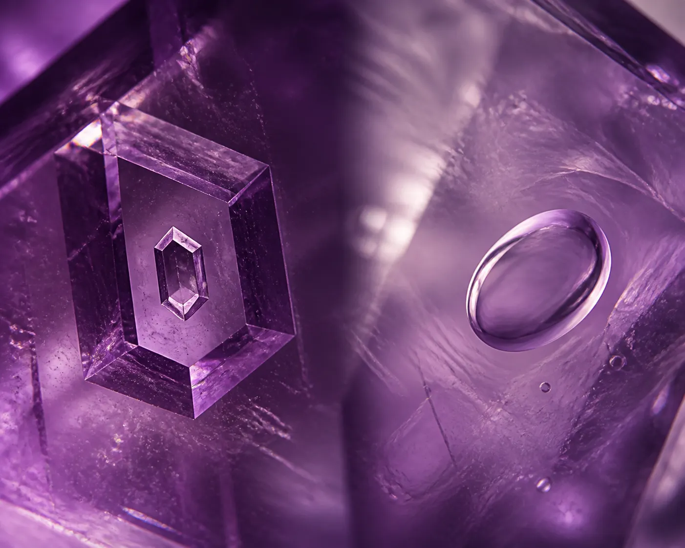 Negative Crystals vs. Gas Bubbles: The Microscopic Difference