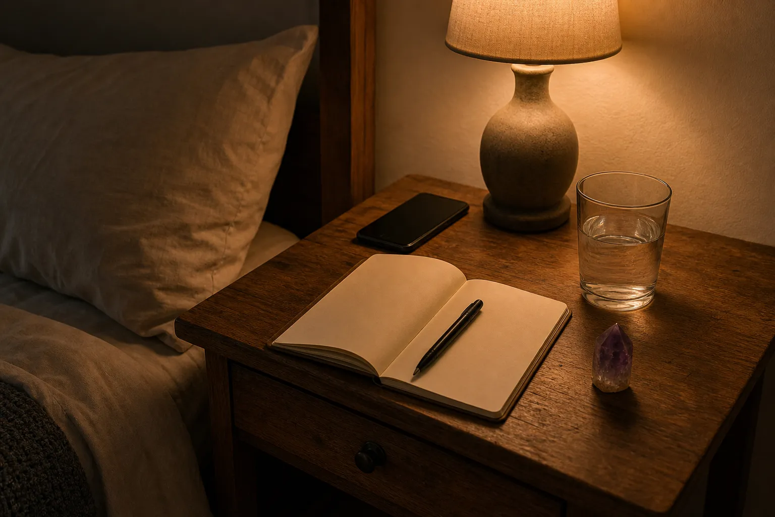 Bedside Layout for Personal Routine: Amethyst Bedside Display Ideas